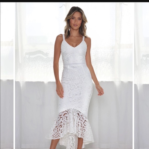 JAUS LIANA MIDI DRESS - WHITE - Picture 1 of 9